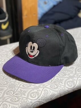 Disney Black and Purple Mickey Embroidered Snapback Hat